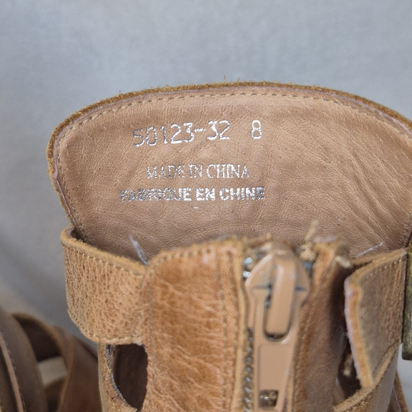 Free People X Jeffrey Campbell Asher Distressed Leather Stack Heel Sandal SIZE 8 - Picture 6 of 11